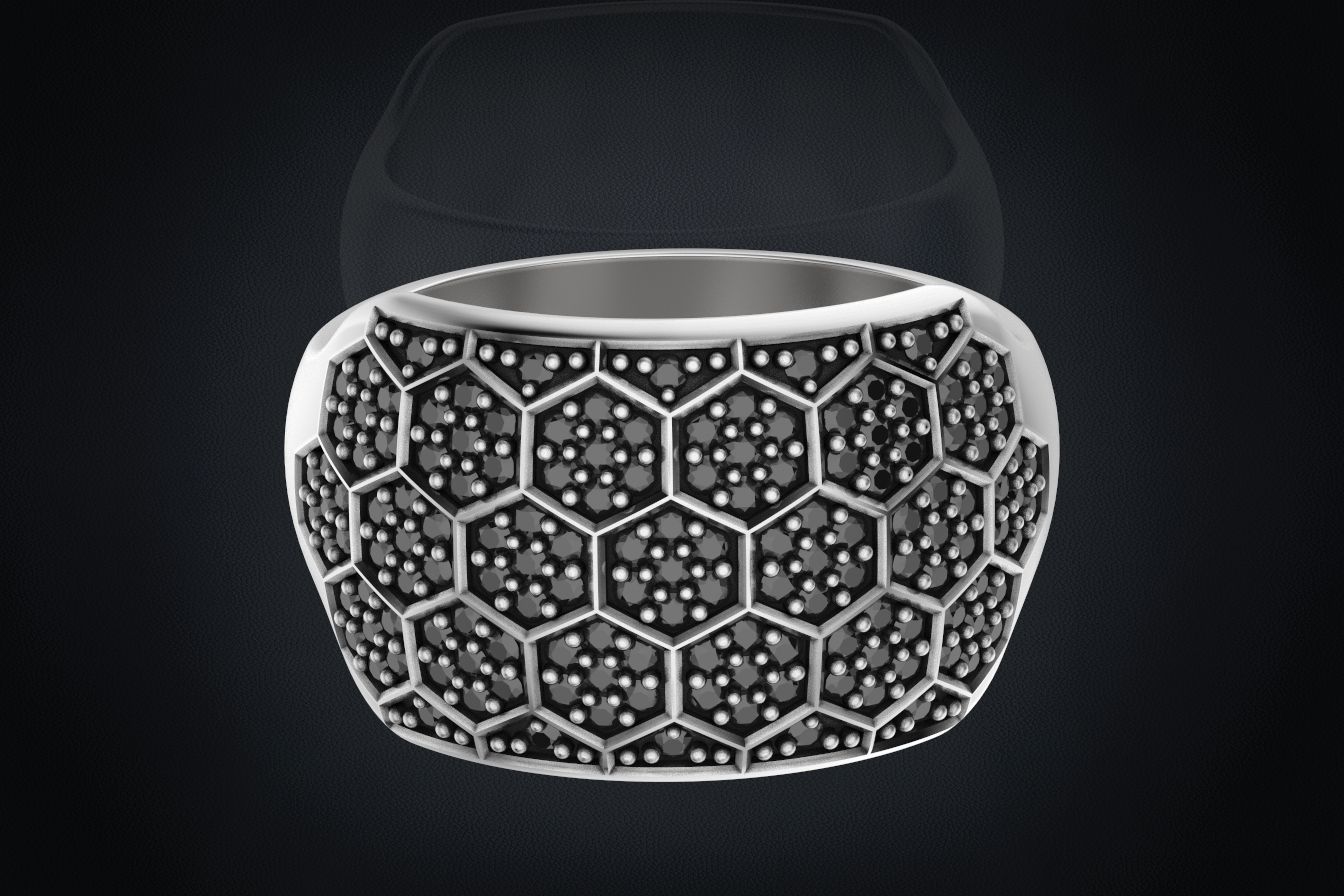 Ring with a diamond ball or a bee 331 3D print model_7
