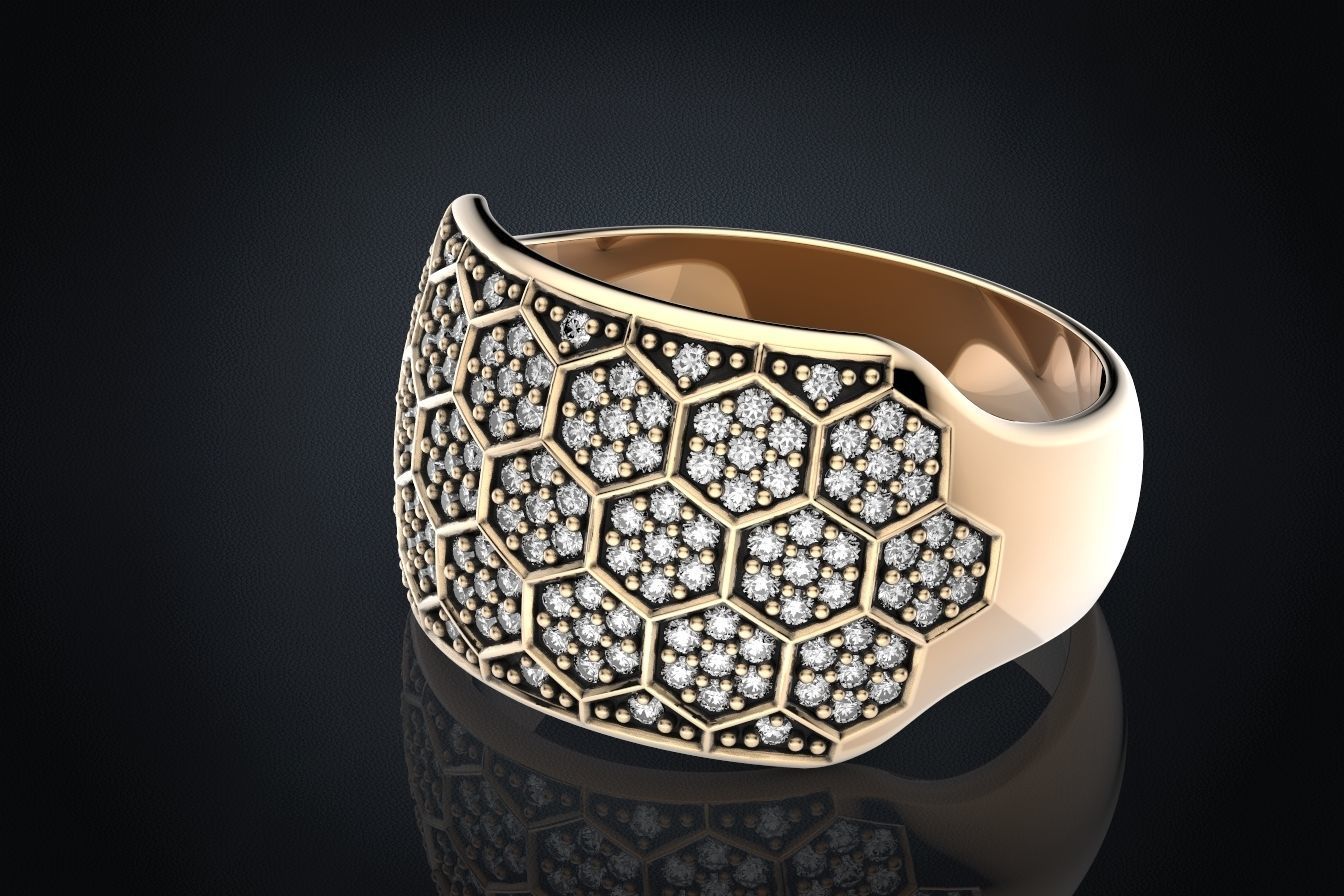 Ring with a diamond ball or a bee 331 3D print model_1