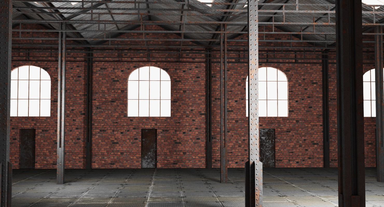 Old Brick Warehouse Interior 3D model_4