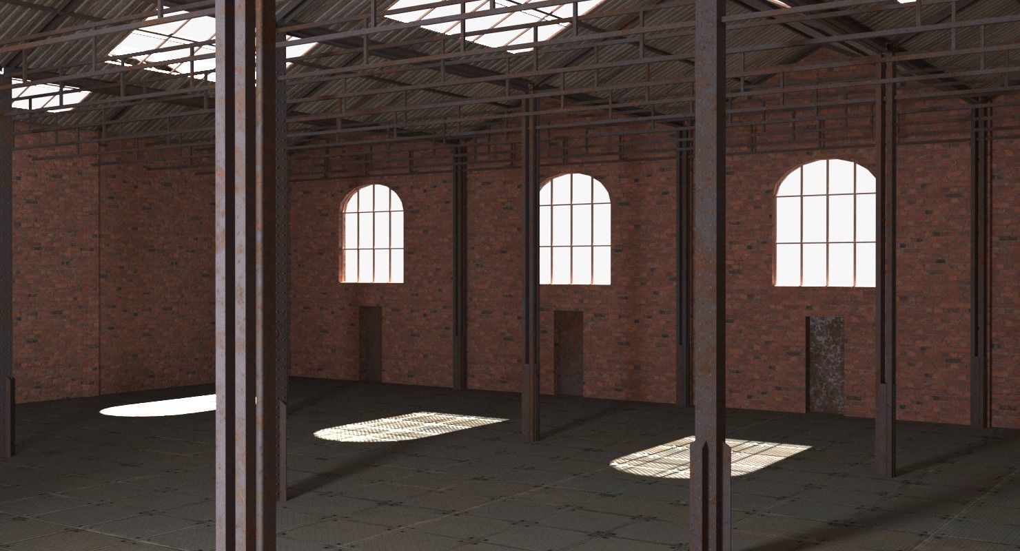 Old Brick Warehouse Interior 3D model_6