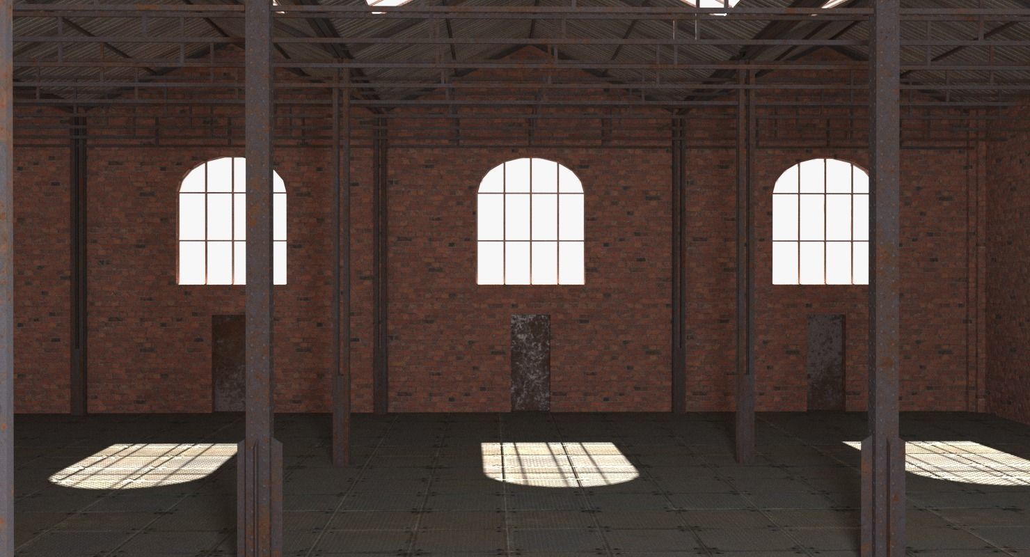 Old Brick Warehouse Interior 3D model_3