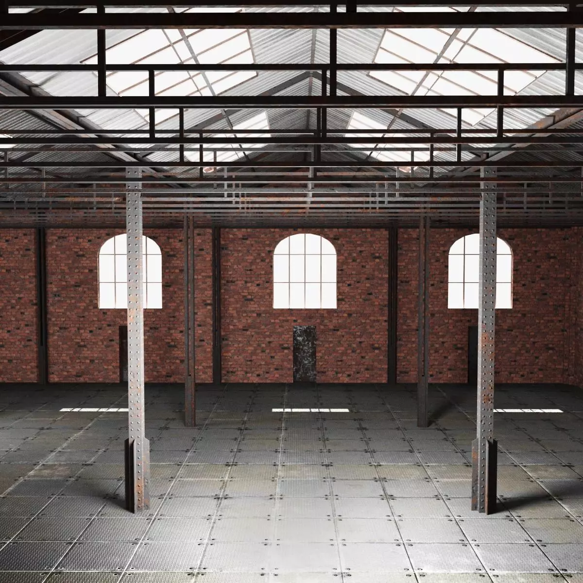 Old Brick Warehouse Interior 3D model_0