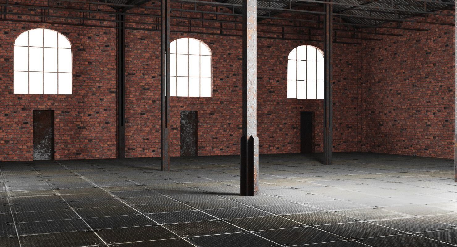 Old Brick Warehouse Interior 3D model_5