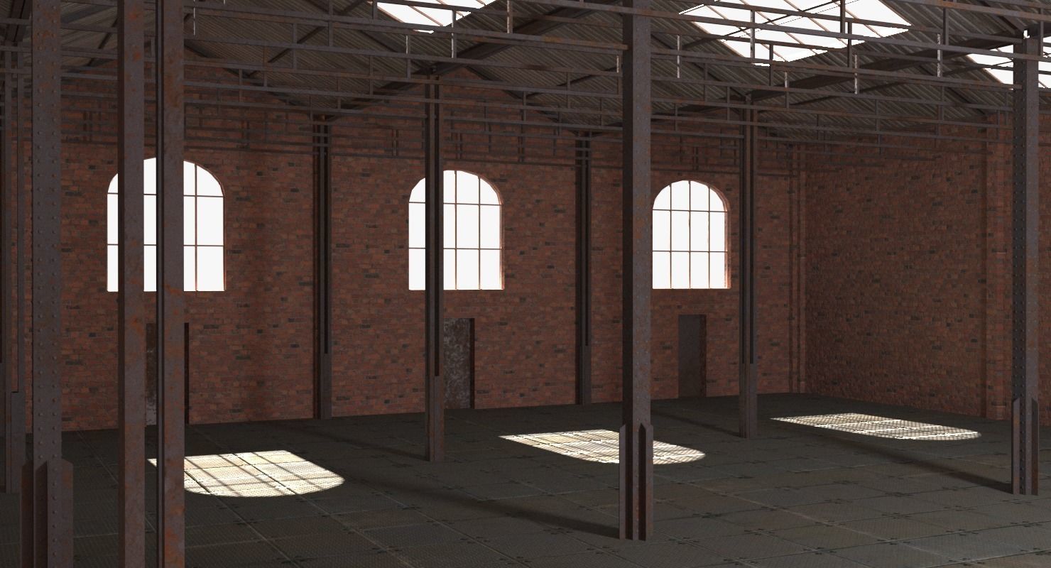 Old Brick Warehouse Interior 3D model_2