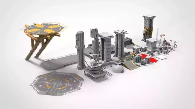 Sci-Fi architecture Elements collection 2 3D model