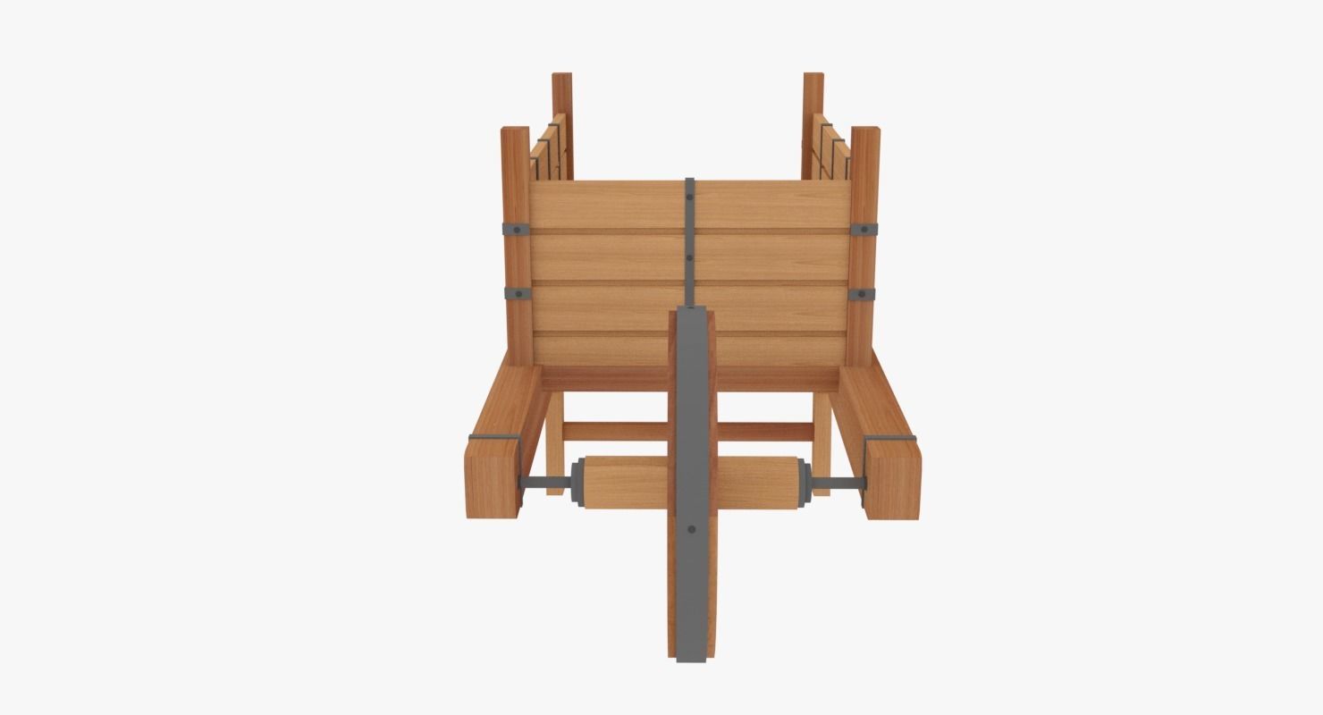 Medieval Wheel Barrow Low-poly 3D model_6