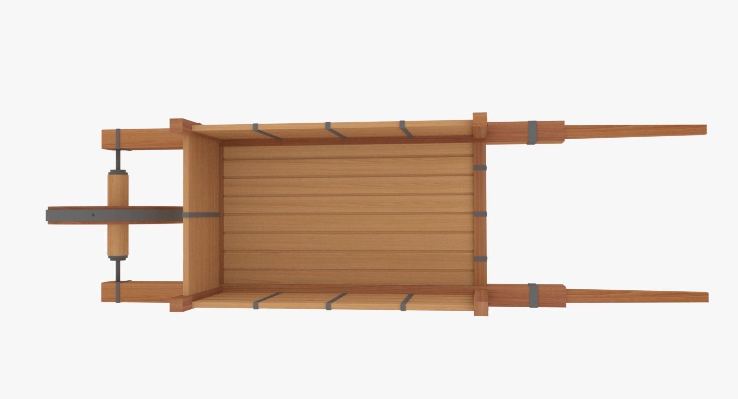 Medieval Wheel Barrow Low-poly 3D model_4