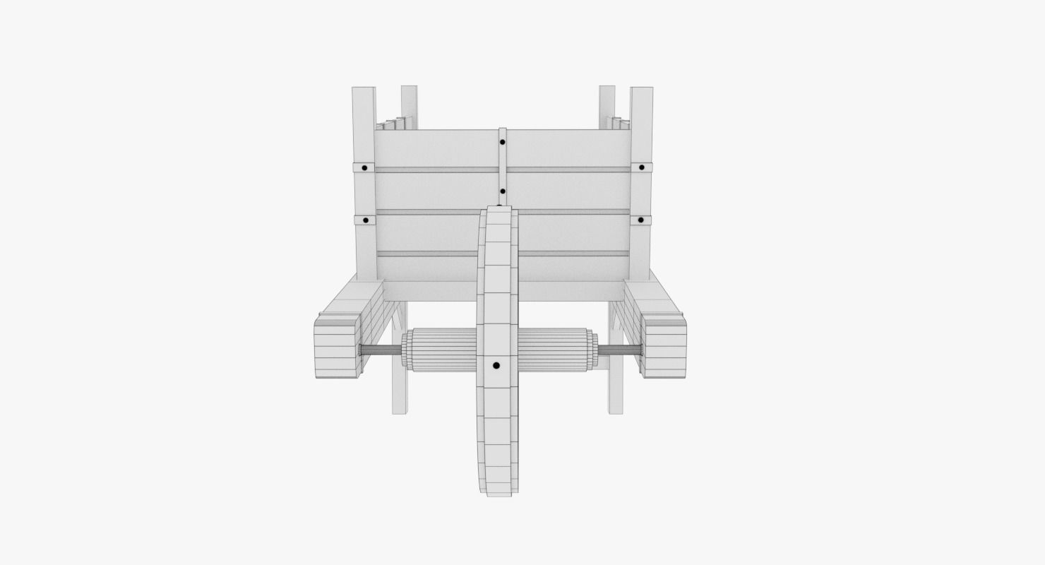 Medieval Wheel Barrow Low-poly 3D model_12