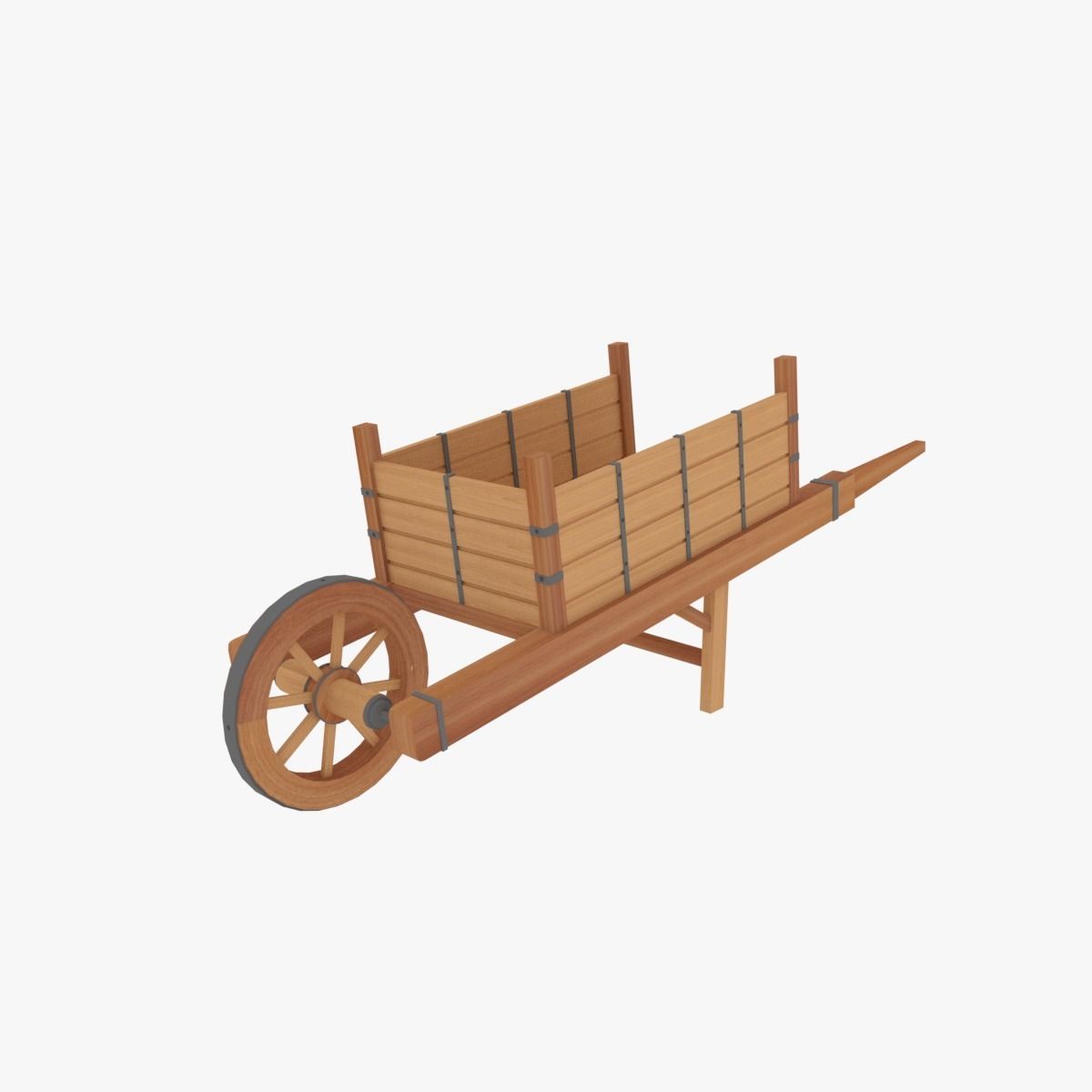 Medieval Wheel Barrow Low-poly 3D model_2