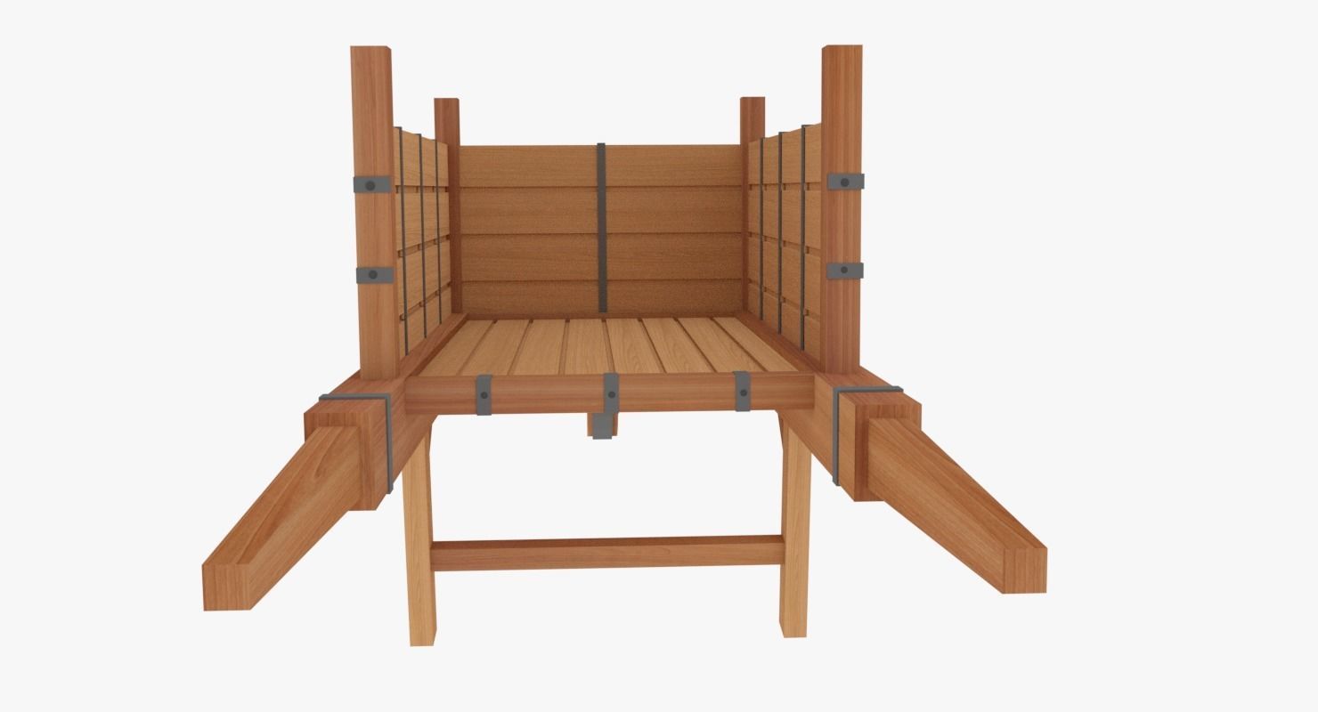 Medieval Wheel Barrow Low-poly 3D model_7