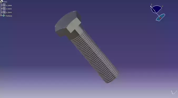 Threaded Bolt Free 3D model