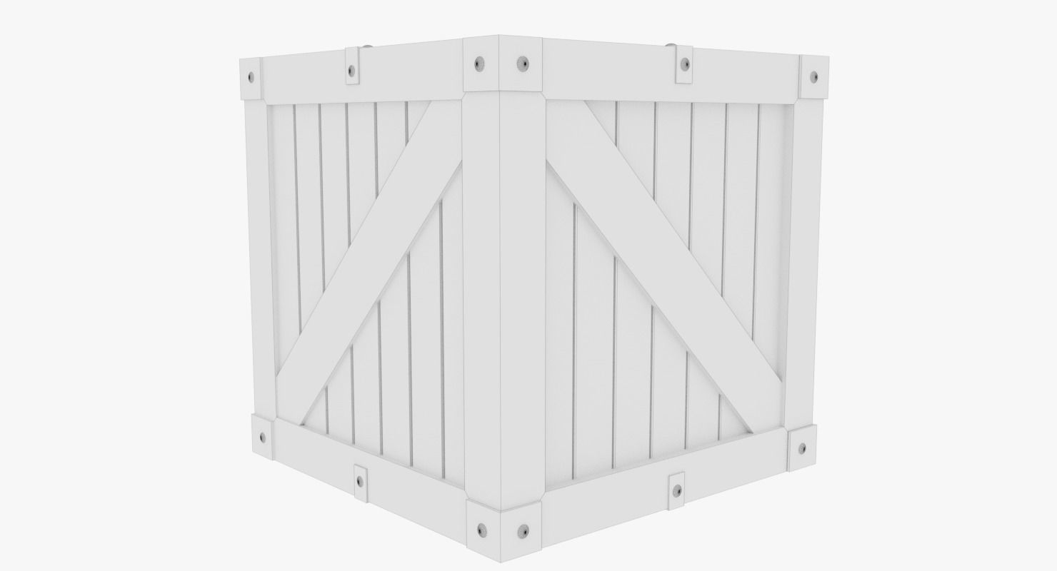 Wooden Crate  Low-poly 3D model_3