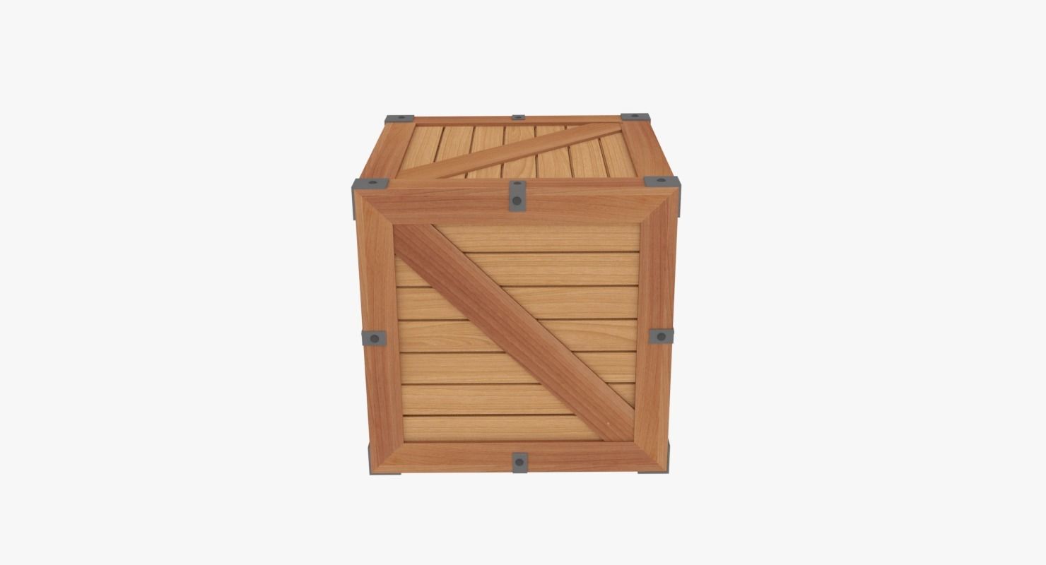 Wooden Crate  Low-poly 3D model_2