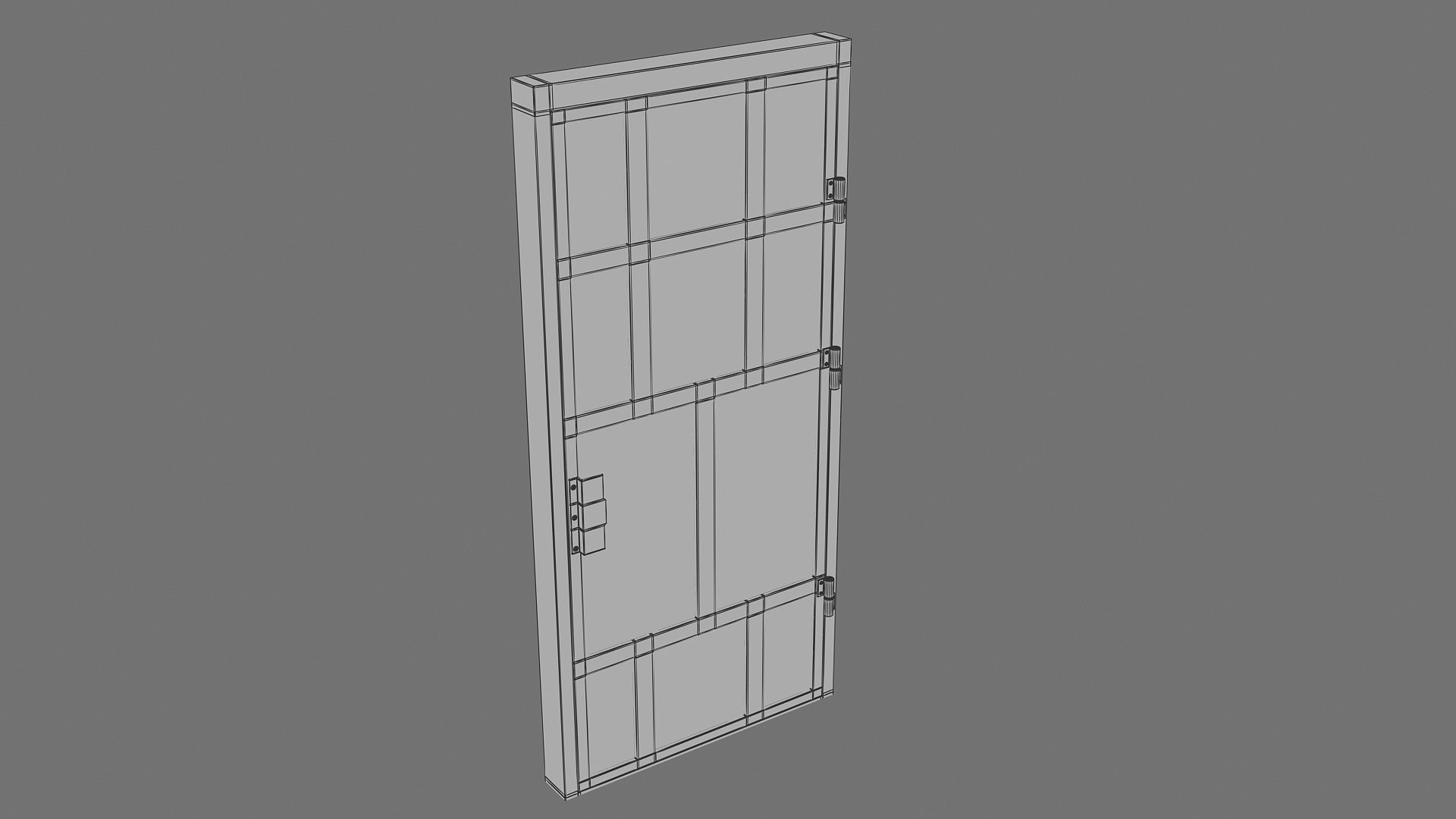 Metal door Low-poly 3D model_4