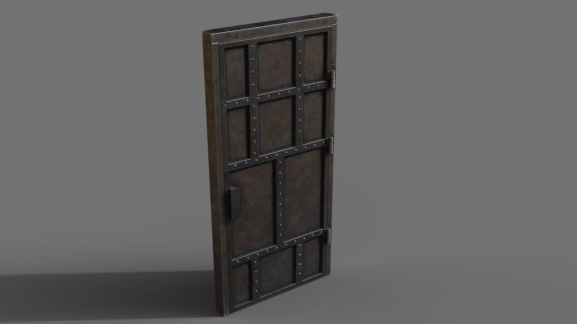 Metal door Low-poly 3D model_0