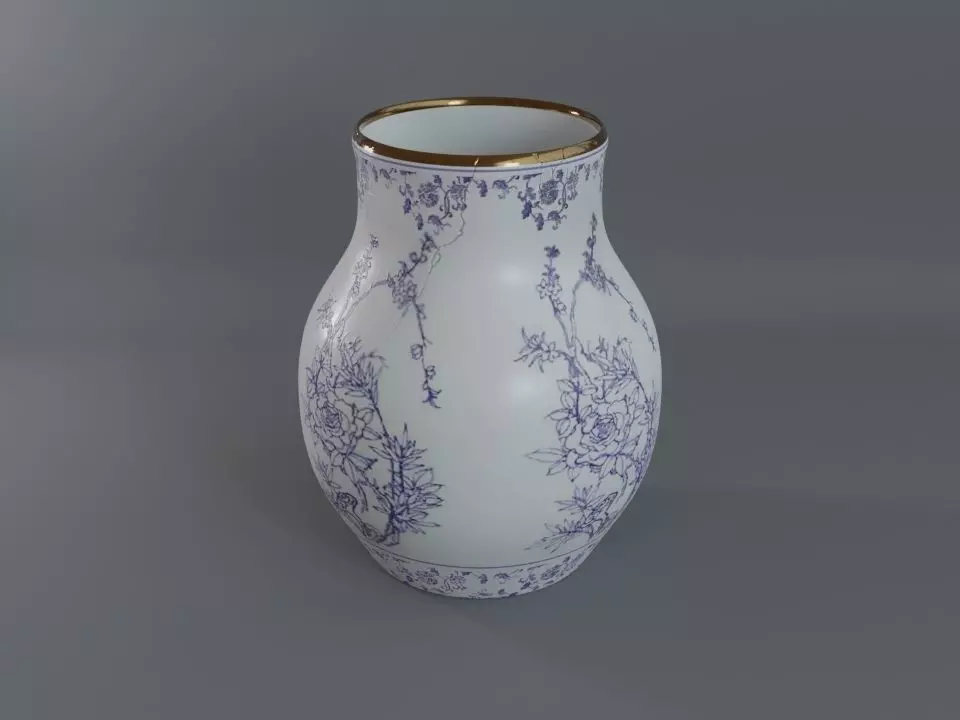 Chinese Jar A Low-poly 3D model_0