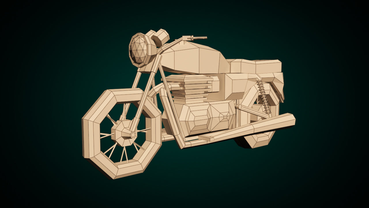 Low Poly Motorcycle 01 Low-poly 3D model_8