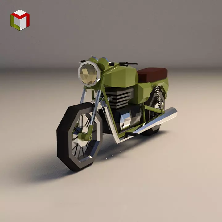 Low Poly Motorcycle 01 Low-poly 3D model_0