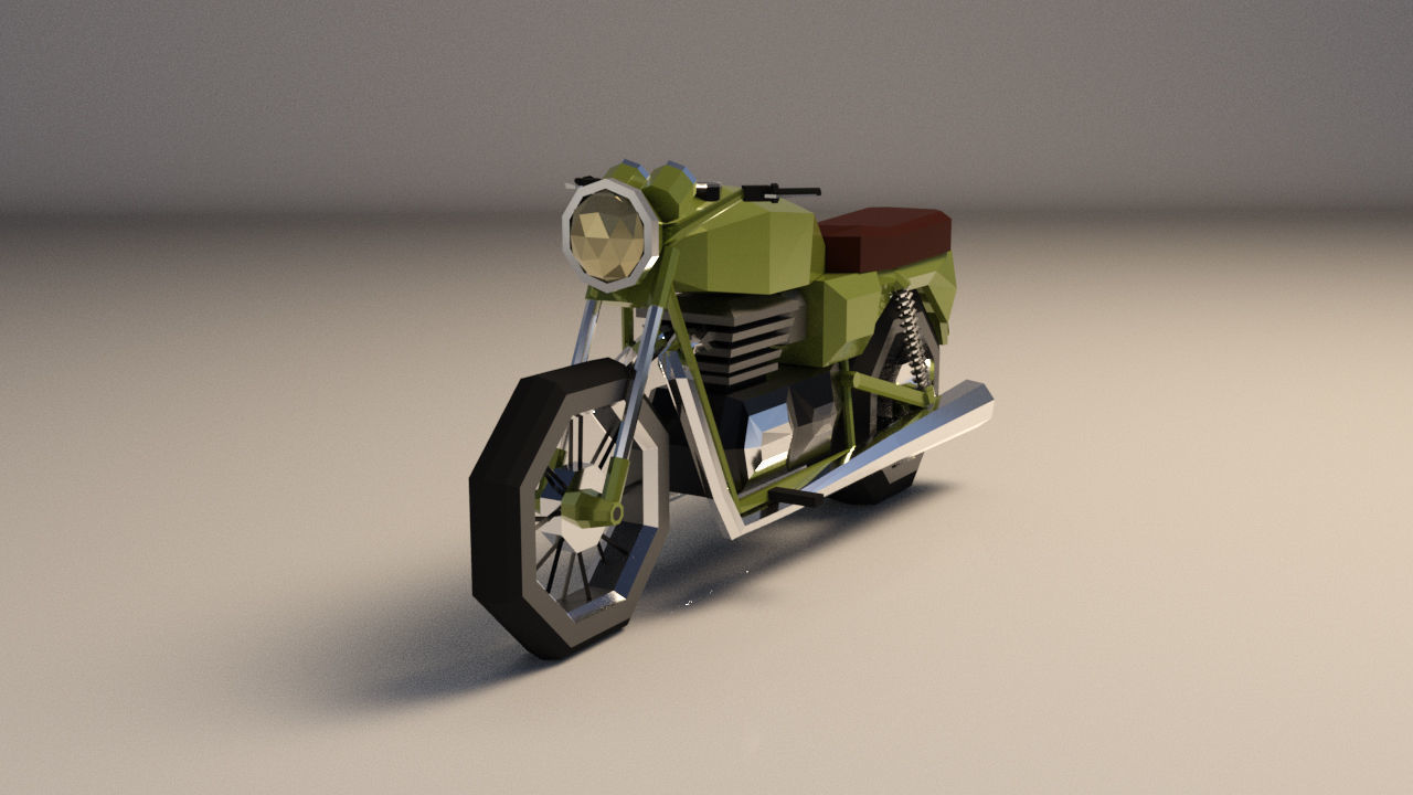 Low Poly Motorcycle 01 Low-poly 3D model_2