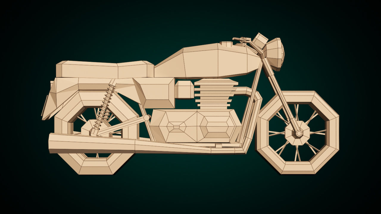 Low Poly Motorcycle 01 Low-poly 3D model_10