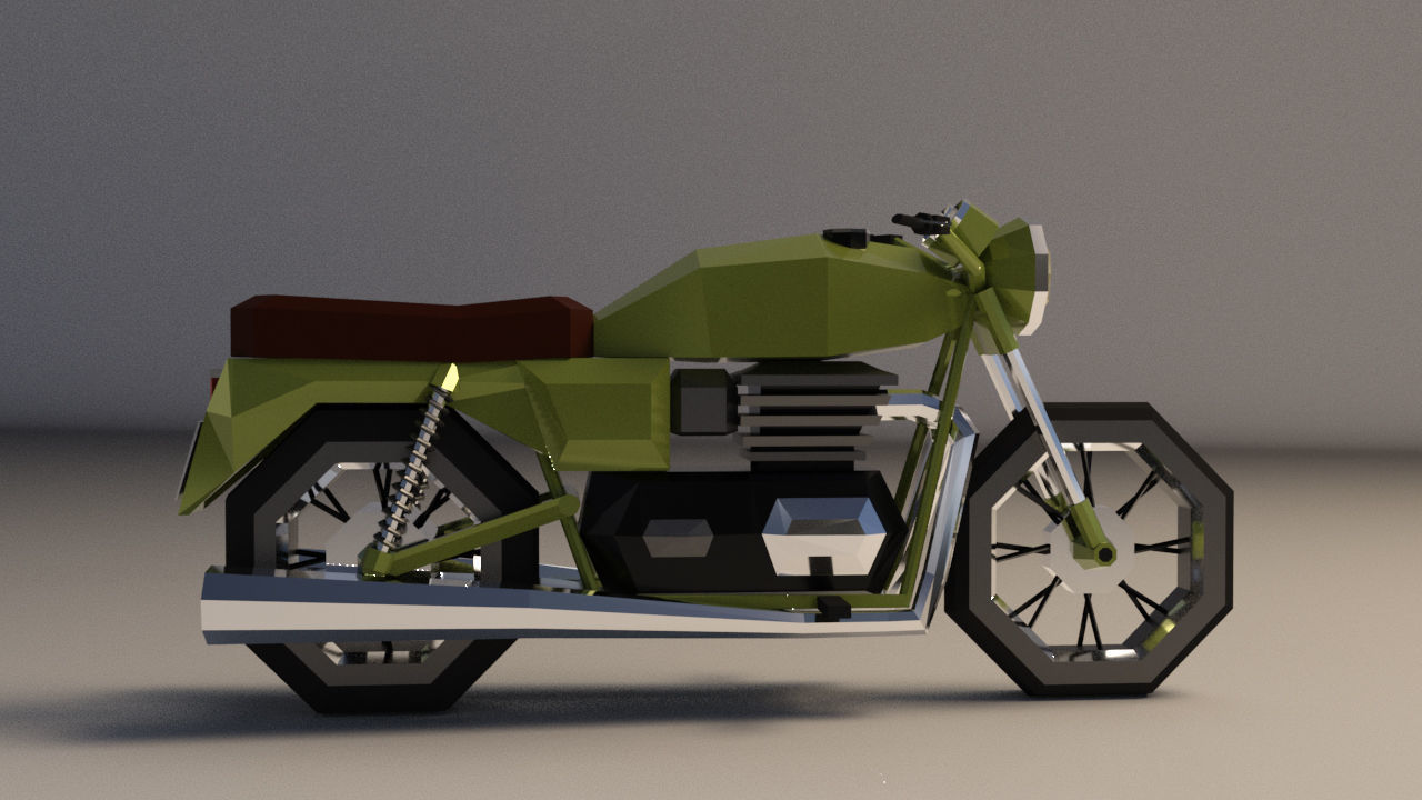 Low Poly Motorcycle 01 Low-poly 3D model_7
