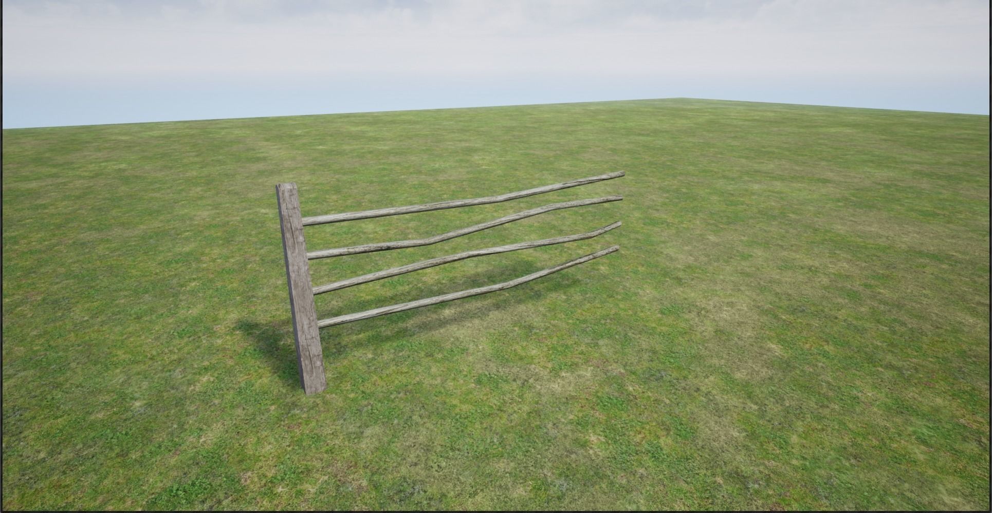 Modular Wooden Fence Low-poly 3D model_7