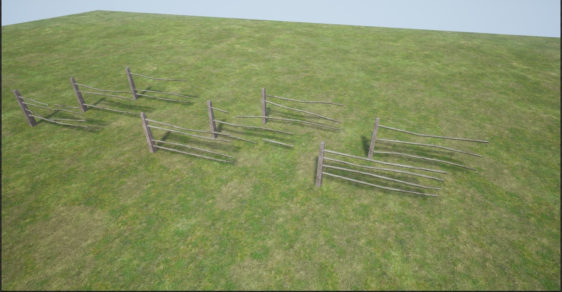 Modular Wooden Fence Low-poly 3D model_3