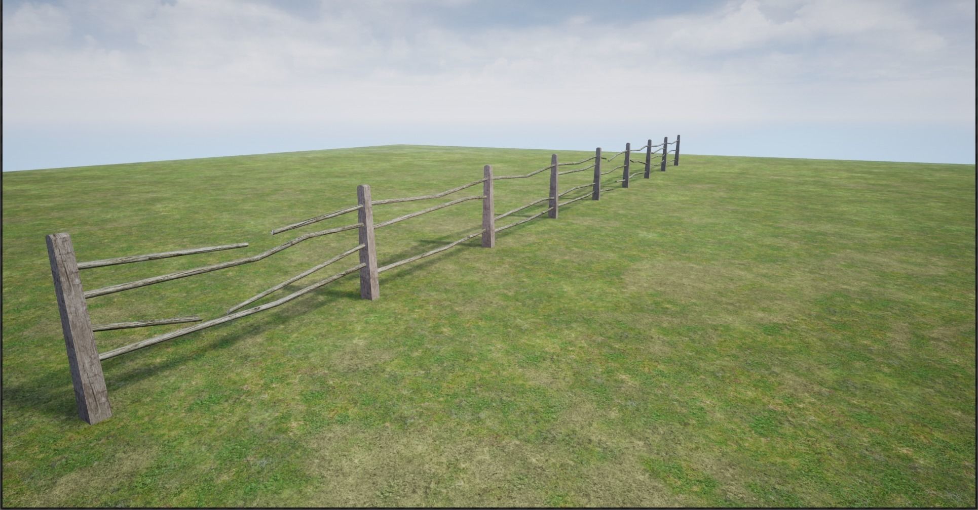 Modular Wooden Fence Low-poly 3D model_1