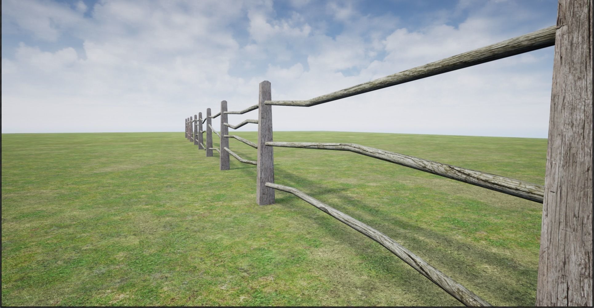 Modular Wooden Fence Low-poly 3D model_4