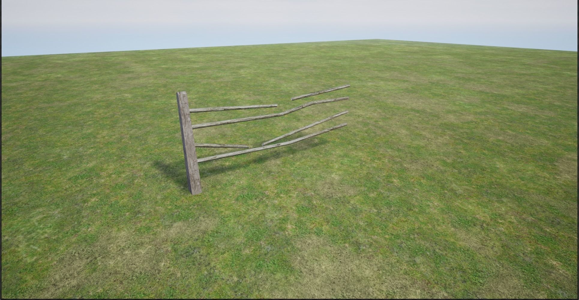 Modular Wooden Fence Low-poly 3D model_12