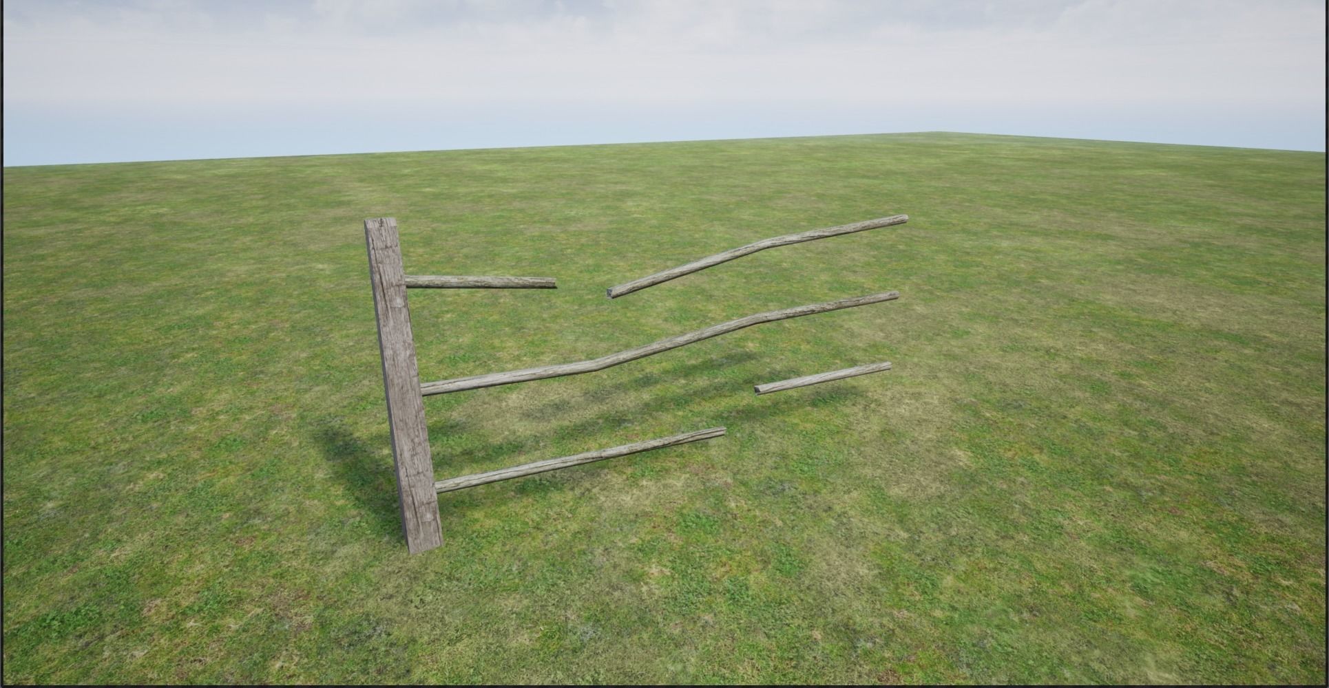 Modular Wooden Fence Low-poly 3D model_10