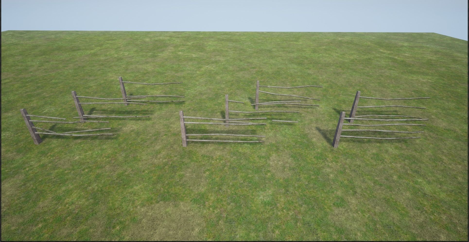 Modular Wooden Fence Low-poly 3D model_2