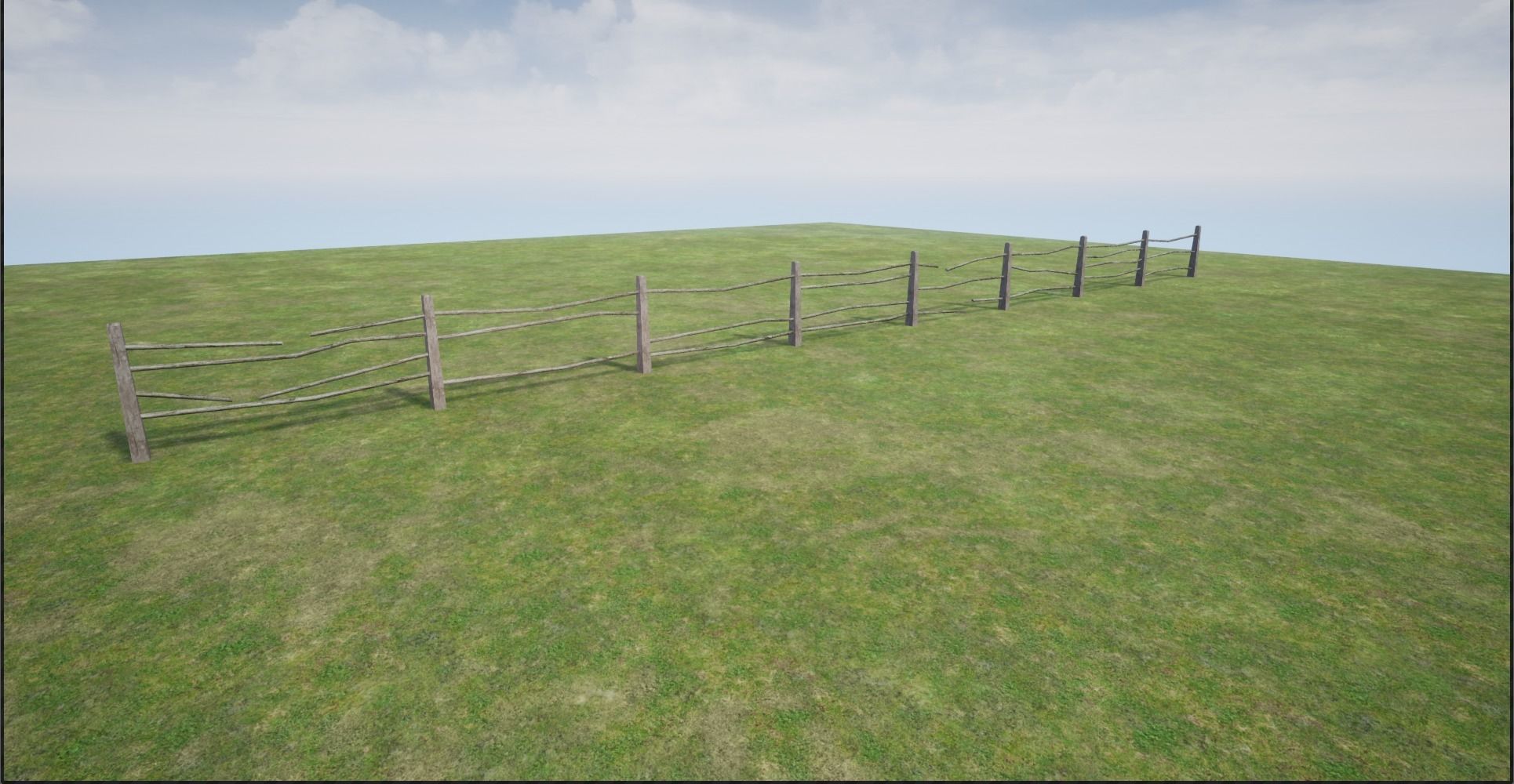 Modular Wooden Fence Low-poly 3D model_6