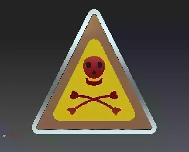 Danger Model warning triangle with skull and crossbones 3D model