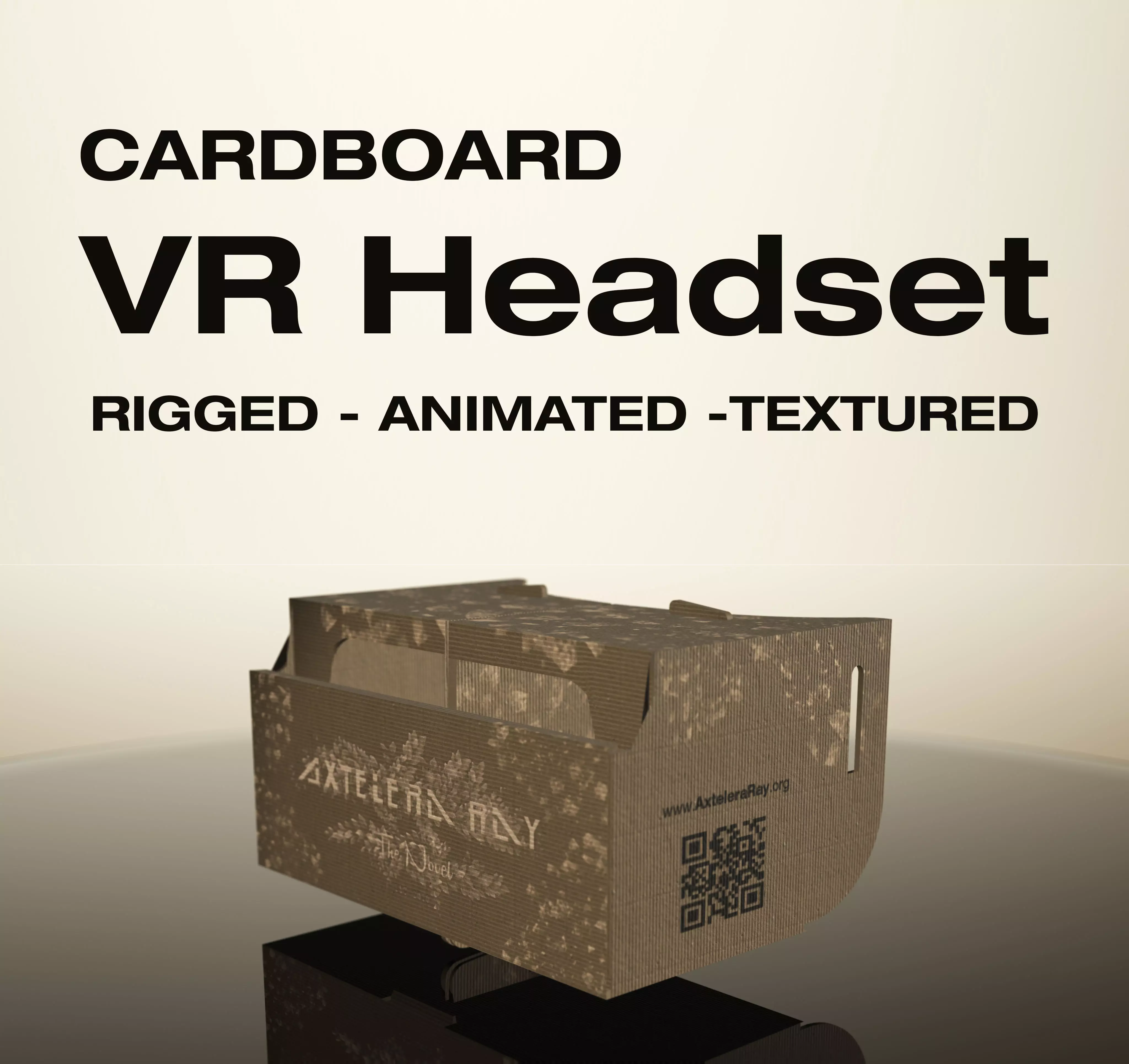 Cardboard VR headset - Rigged - Animated - Textured Low-poly 3D model_0
