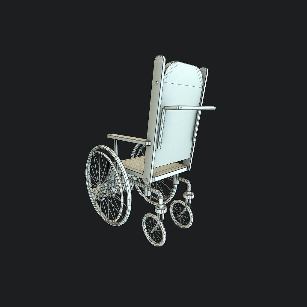 Old Wheelchair Low-poly 3D model_16