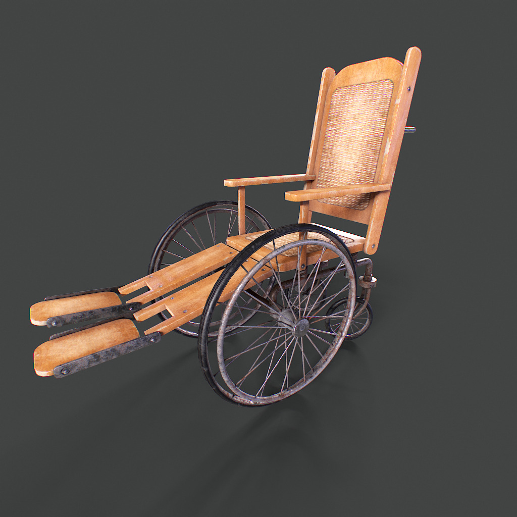 Old Wheelchair Low-poly 3D model_13