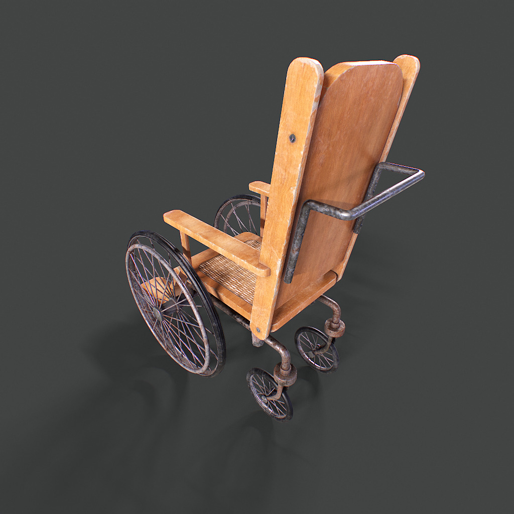 Old Wheelchair Low-poly 3D model_4