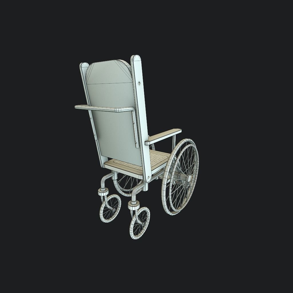 Old Wheelchair Low-poly 3D model_17