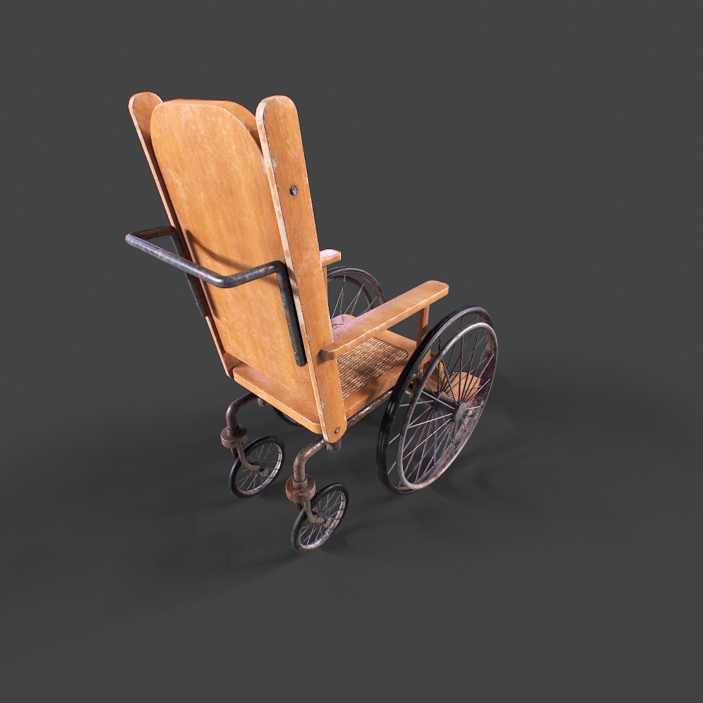 Old Wheelchair Low-poly 3D model_3