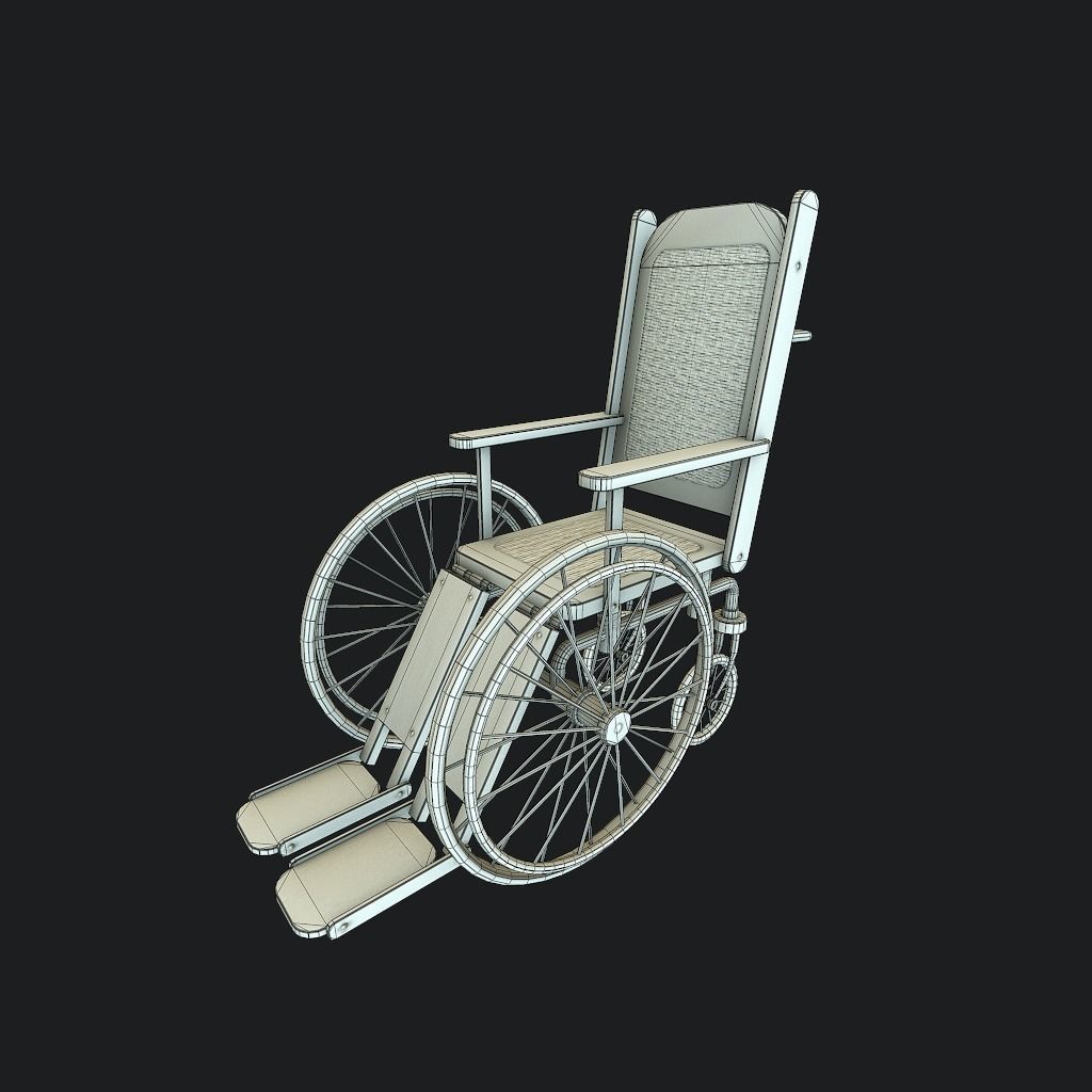 Old Wheelchair Low-poly 3D model_14