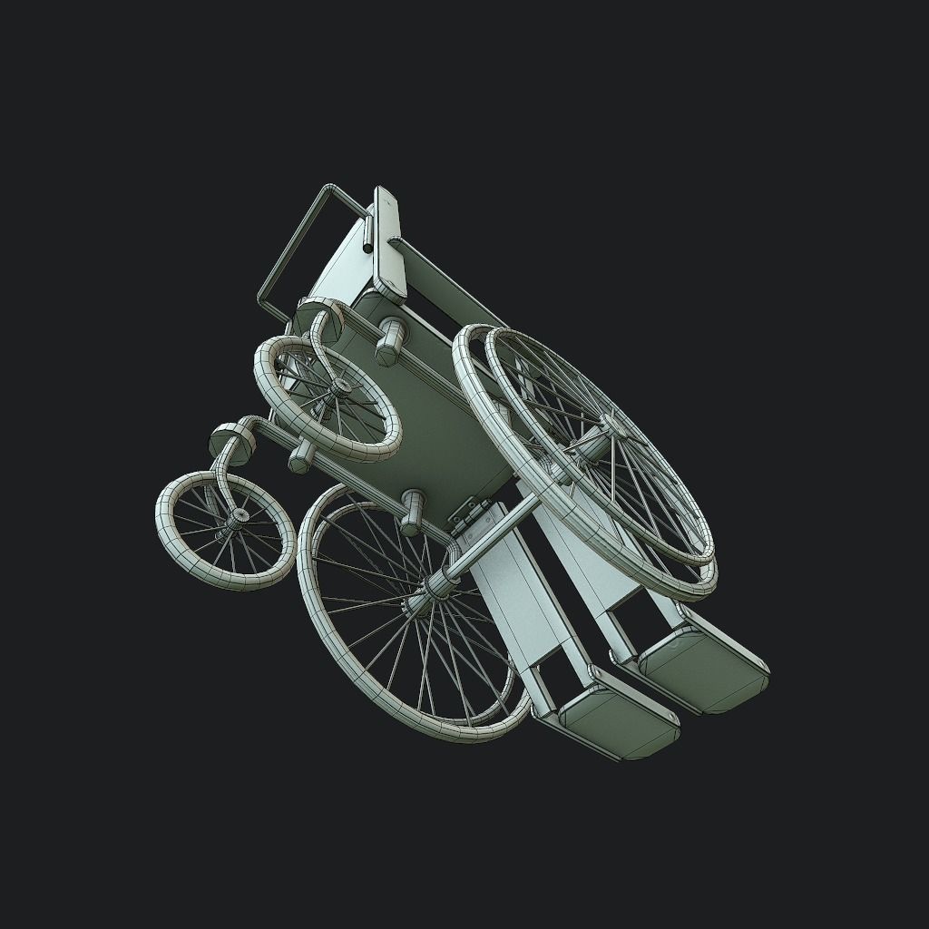 Old Wheelchair Low-poly 3D model_20