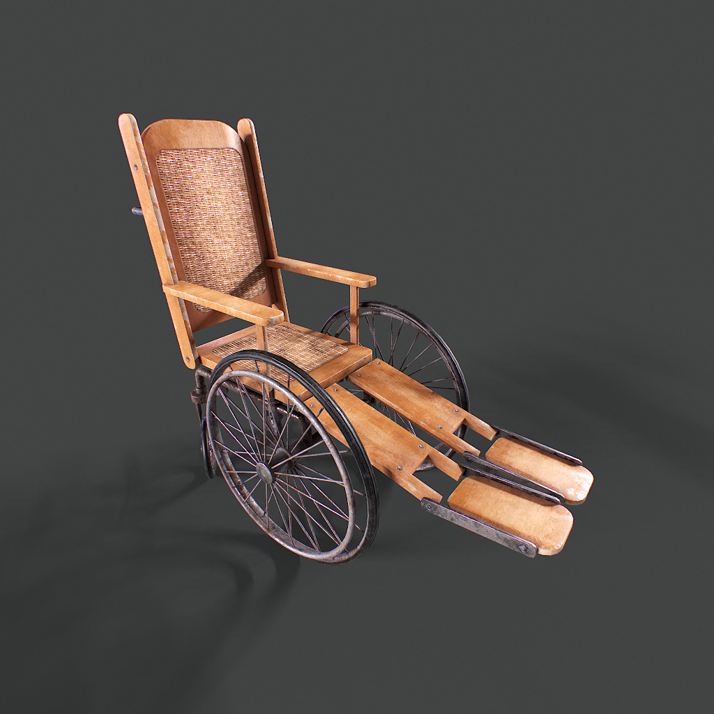 Old Wheelchair Low-poly 3D model_12