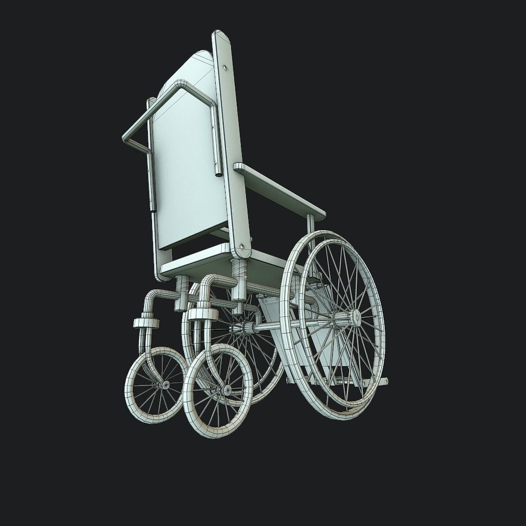Old Wheelchair Low-poly 3D model_18