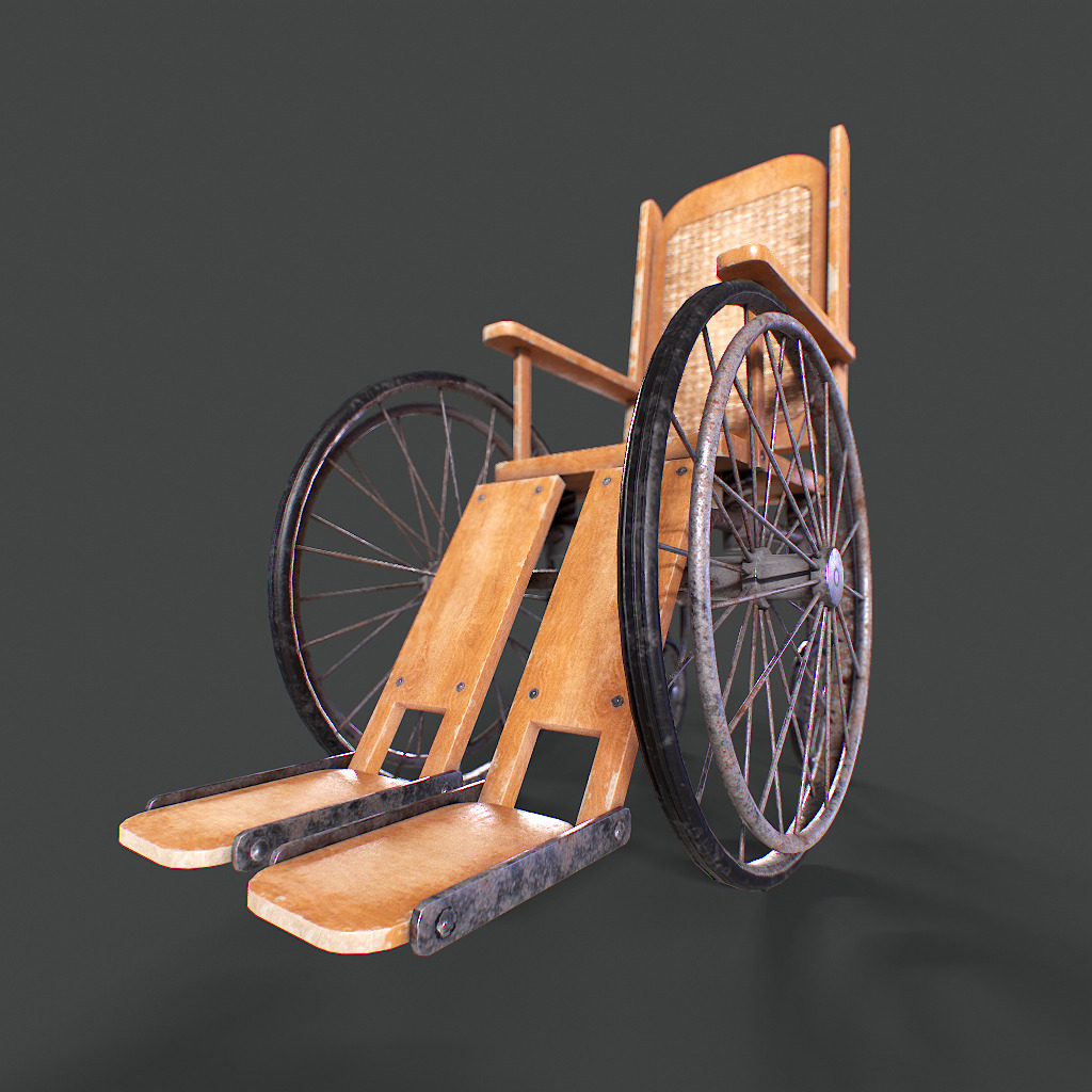 Old Wheelchair Low-poly 3D model_7