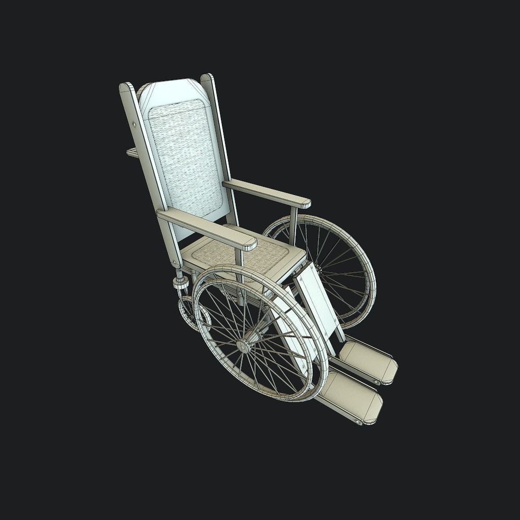 Old Wheelchair Low-poly 3D model_15