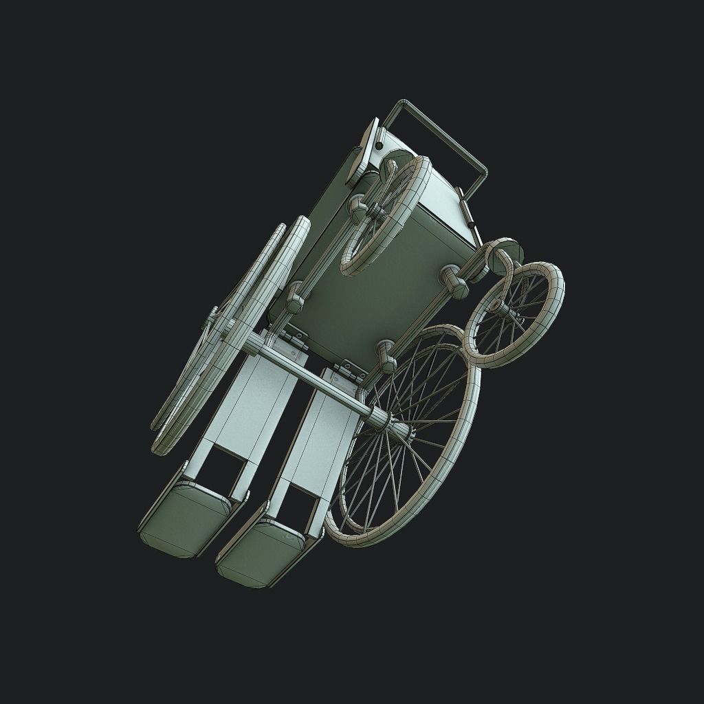 Old Wheelchair Low-poly 3D model_19