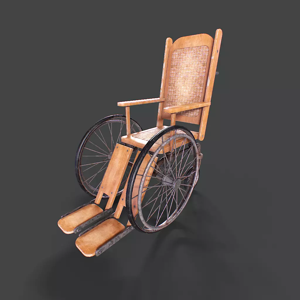 Old Wheelchair Low-poly 3D model_0