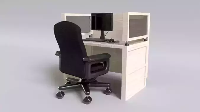 Call Center Station - Office Low-poly 3D model