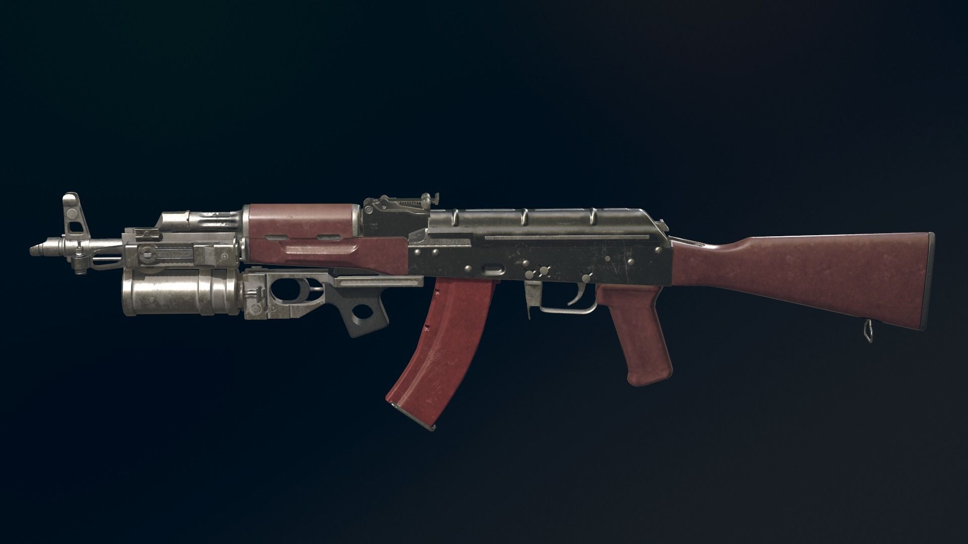 AKM Automatic Rifle equipped with GL25 Low-poly 3D model_21